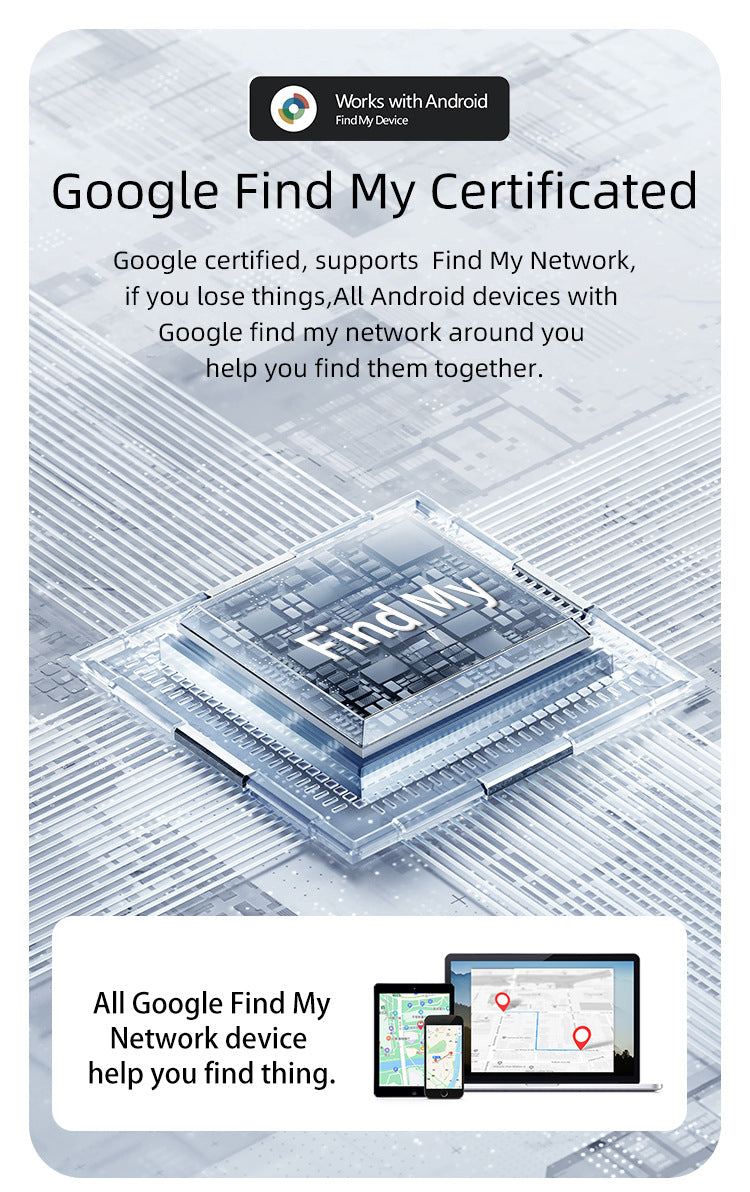 Waterproof Dual-System Locator for iOS and Android Devices; AirTag-Compatible Device with Google Analytics functionality for Loss Prevention